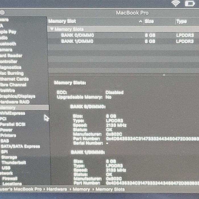 Apple MacBook Pro TouchBar 13-inch 2016 Intel i5-6267 16GB RAM Iris 550 =