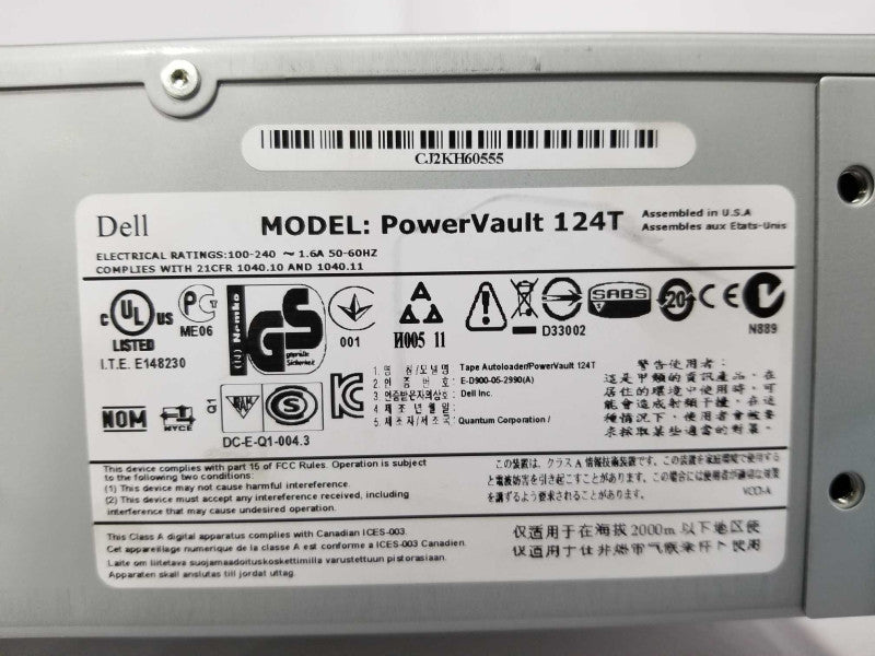 Dell PowerVault 124T 03W60C LTO-5 SAS 6GB 16-Slot Library Tape Drive _