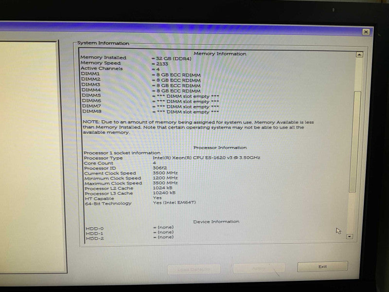 DELL Precision Tower 5810 with intel Xeon E5-1620 v3 @3.5GHz & 32GB RAM  -