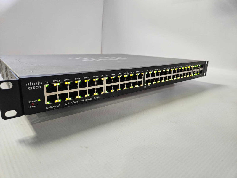 Cisco SG300-52P-K9 V03 52-Port Gigabit 10/100/1000 PoE+ Managed Switch )