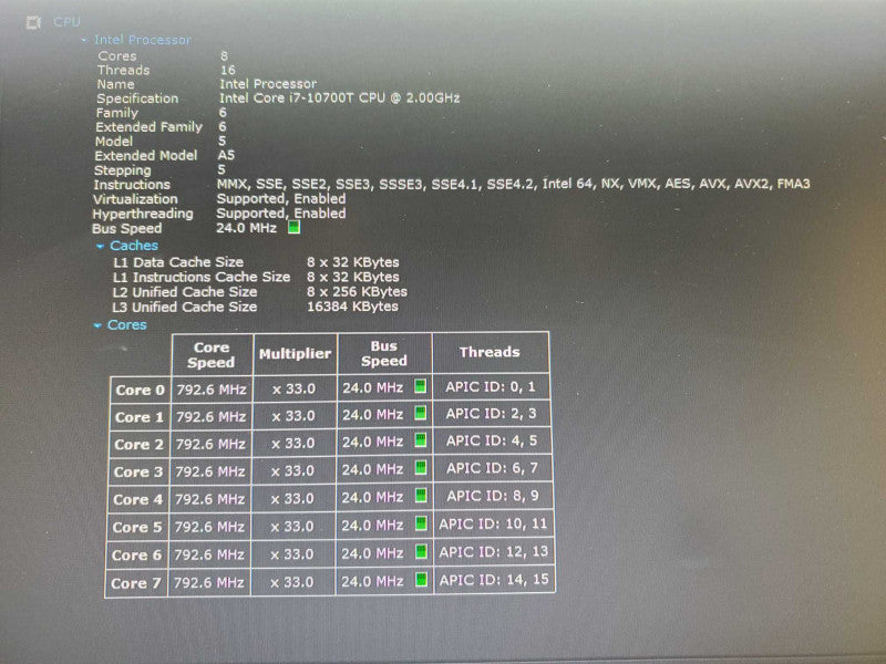 Dell Optiplex 7080 Core i7-10700T @ 2.0GHz 16GB DDR4 500GB Nvme (
