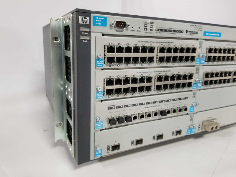 HP 4208vl J8773A switch w/ 2x J8768A, 2x J9033A, J8766A J8763A J8776A 1x PSU _