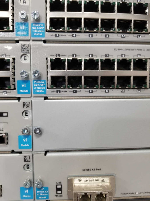 HP 4208vl J8773A switch w/ 2x J8768A, 2x J9033A, J8766A J8763A J8776A 1x PSU _
