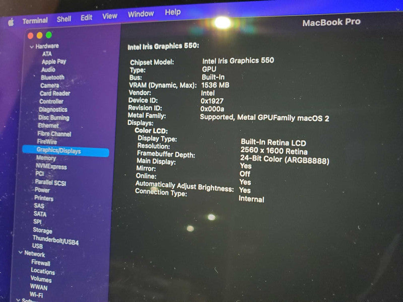 MacBook Pro 2016 13\\" Core i5-6267U @ 2.9GHz 8GB DDR3 500GB SSD (