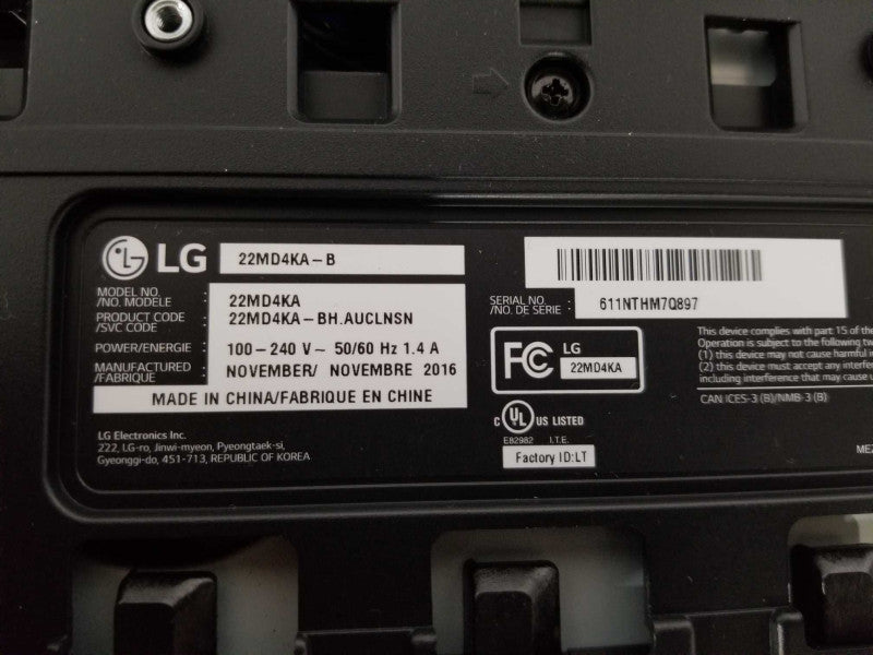 LG UltraFine 4K 21.5\\" display thunderbolt 22MD4KA-B, No Stand/accessories _