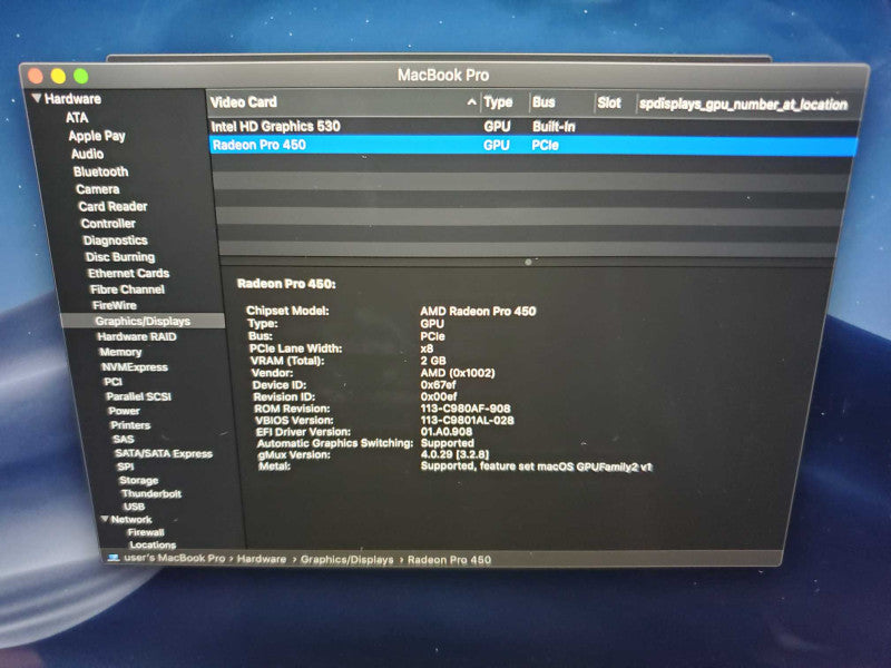 MacBook Pro 2016 15\\" Core i7-6700HQ @ 2.6GHz 16GB DDR3 500GB SSD R450 2GB Q(