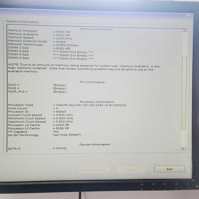 Dell Precision 3420 Xeon E3-1245v5 CPU 8GB RAM No HDD =