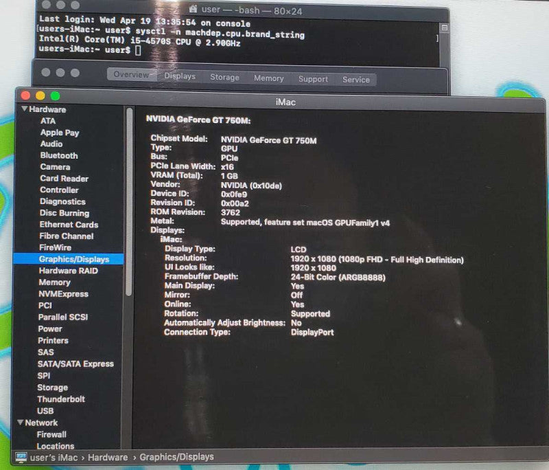 iMac 2013 21.5\\" Core i5-4570S @ 2.9GHz 8GB DDR3 1TB HDD Nvidia GT750M (