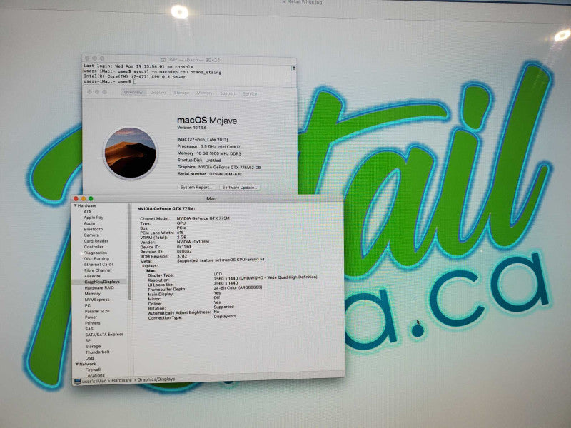 iMac 2013 27\\" Core i7-4771 @ 3.5GHz 16GB DDR3 120GB SSD + 1TB HDD GT755M  (