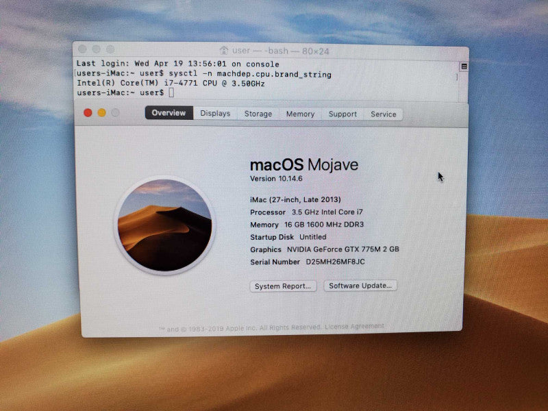 iMac 2013 27\\" Core i7-4771 @ 3.5GHz 16GB DDR3 120GB SSD + 1TB HDD GT755M  (