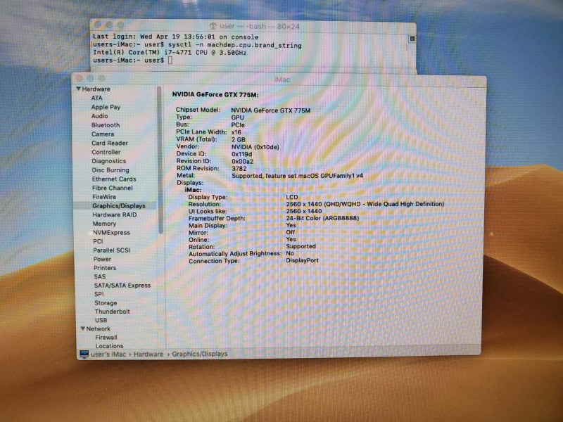 iMac 2013 27\\" Core i7-4771 @ 3.5GHz 16GB DDR3 120GB SSD + 1TB HDD GT755M  (