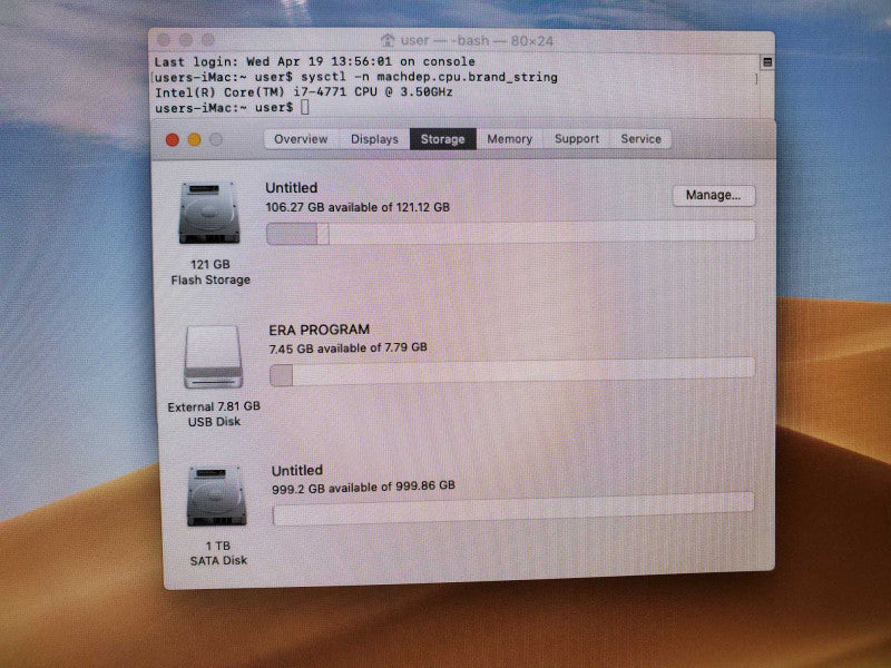 iMac 2013 27\\" Core i7-4771 @ 3.5GHz 16GB DDR3 120GB SSD + 1TB HDD GT755M  (