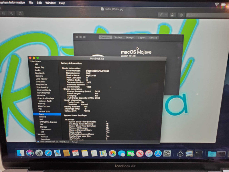 MacBook Air 2018 13\\" Core i5-8210Y @ 1.6 GHz 16GB DDR3 250GB SSD (