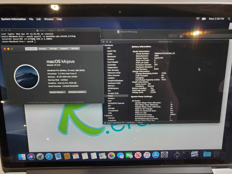 MacBook Pro 2015 15\\" Core i7-4770HQ @ 2.2GHz 16GB DDR3 500GB SSD (