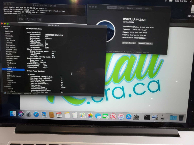 MacBook Pro 2015 15\\" Core i7-4870HQ @ 2.2GHz 16GB DDR3 250GB SSD M370x 2GB (