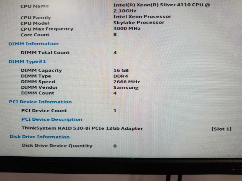 Lenovo TS SR570, 2x Xeon Silver 4110 2.1GHz,  64GB, 530-8I 12Gb RAID, 1x PSU _