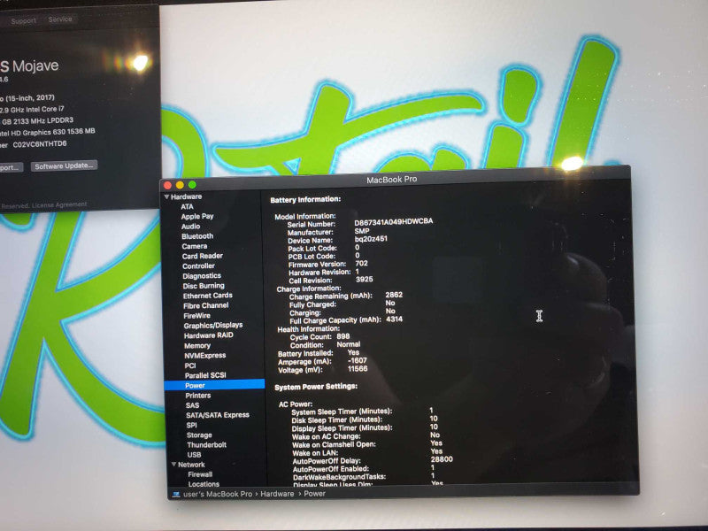 MacBook Pro 2017 15\\" Core i7-7820HQ @ 2.9GHz 16GB DDR3 500GB SSD R560 4GB [Read] (