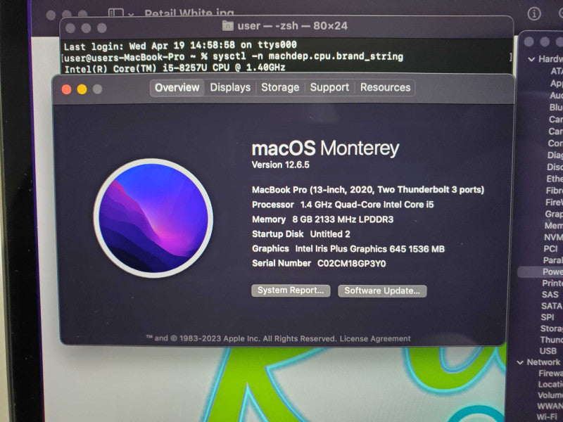 Macbook Pro 2020 13\\" Core i5-8257U @ 1.4GHz 8GB DDR3 500GB SSD (