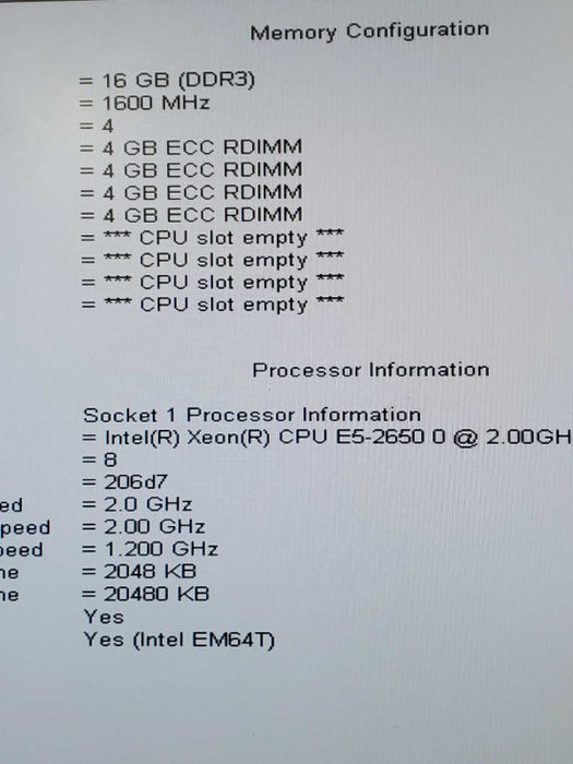 Dell Precision T5600 1x Xeon E5-2650 2.0GHz/ 16GB ECC, No HDDs Quadro 4000 ~