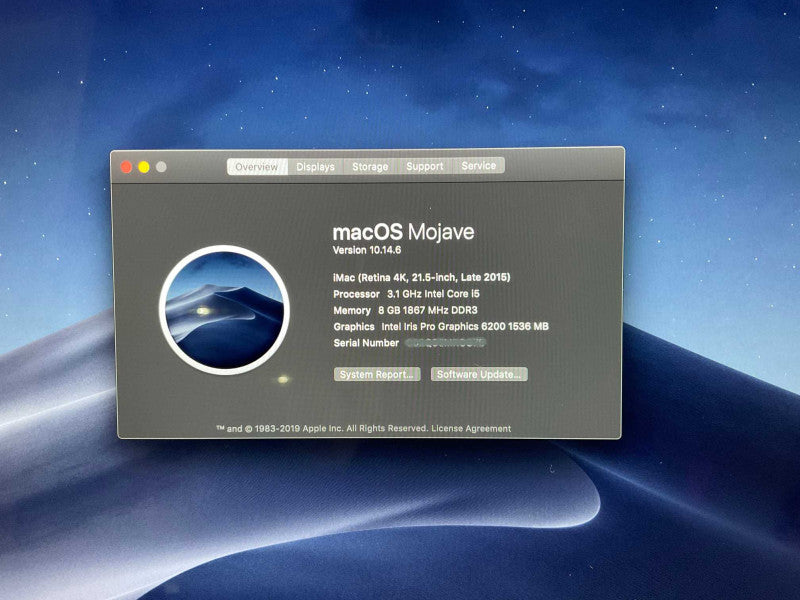 iMac Retina 4K 21.5-inch Late 2015 with i5-I5-5675 CPU 8GB RAM & 1TB HDD  -