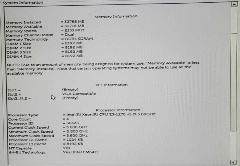 Dell Precision 3420 - E3-1270v5@3.60GHz, 32GB RAM, Nvidia K1200 4GB, No HDD Q=