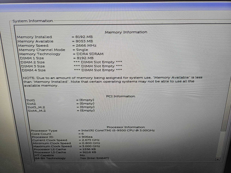 Dell Optiplex 5070 Mini PC i5-9500 @ 3.00GHz 8GB DDR4 )