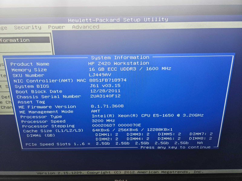 HP Z420 Workstation 1x Xeon E5-1650 @ 3.20GHz 16GB Ram Quadro K2200 GPU )