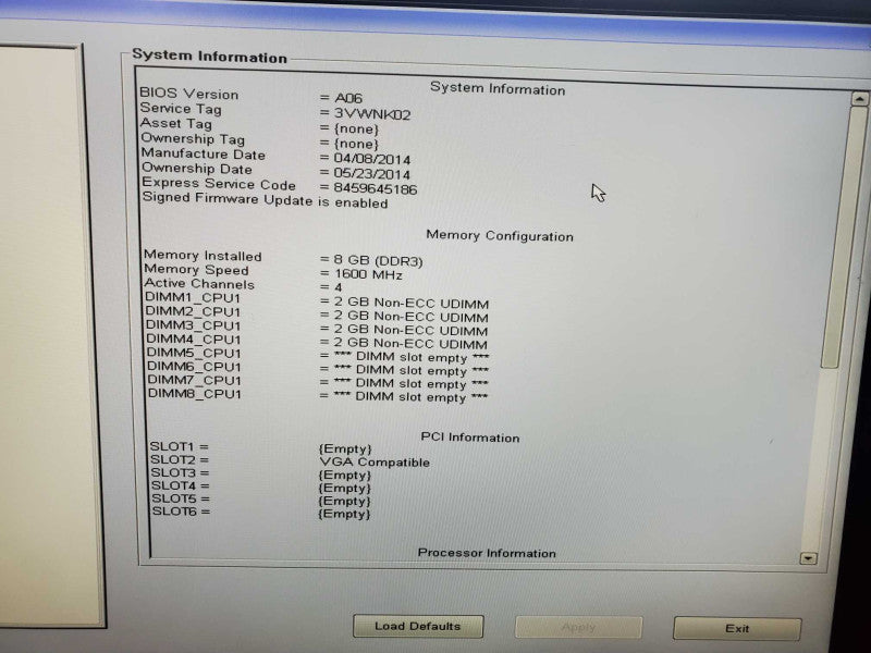 Dell Precision T3610 Intel Xenon 3.0GHz 8GB RAM, NO HDD (