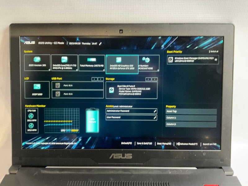 ASUS FX503VD with i7-7700HQ CPU 24GB RAM & 512GB NVMe  -