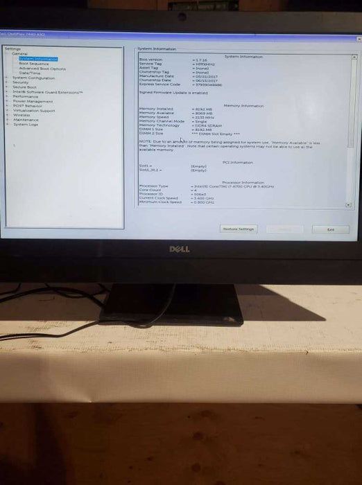 Dell OptiPlex 7440 AIO i7-6700 8GB,NO HDD