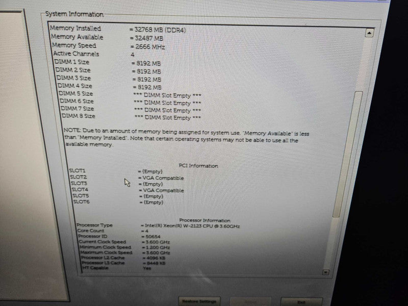 Dell Precision 5820 Xeon W-2123 @ 3.60GHz 32 GB DDR4 Ram 2x P600 GPU )