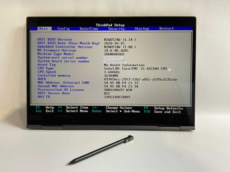 Lenovo ThinkPad Yoga X1 GEN 5 with i5-10210U CPU 16GB RAM & 512GB NVMe READ  -