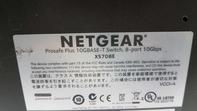 Netgear Prosafe+ 10Gb switch 8x port - XS708E - Fact reset #