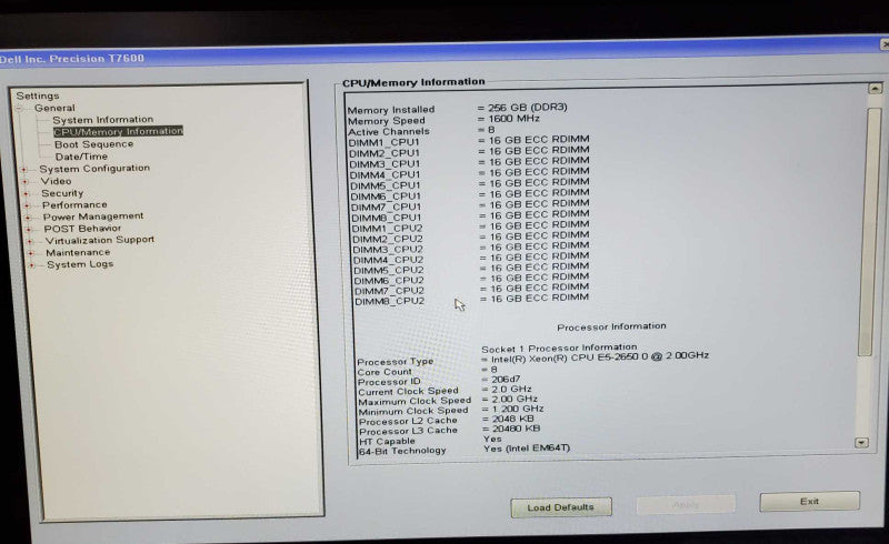Dell Precision T7600 2x Xeon E5-2650 @ 2.0GHz 256GB DDR3 8x 3.5\\" No HDD (