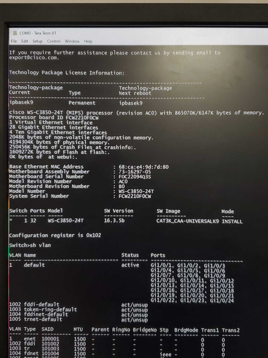 Cisco Catalyst WS-C3850-24T-S Switch 24 Port Gigabit 2x PSUs Q~