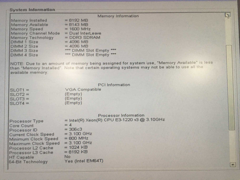 Dell Precision T1700, Xeon E3-1220 v3 @ 3.1GHz, 8GB RAM, NO HDD ~