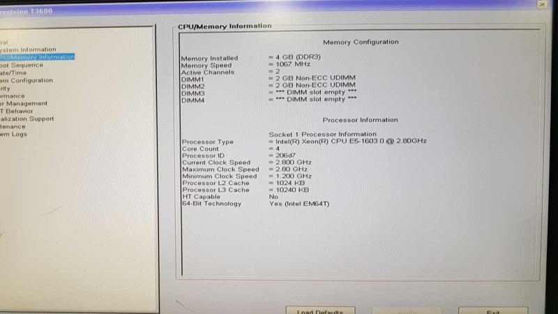 Dell Precision T3600 xeon E5-1603 @ 2.80ghz / 4gb ram / FirePro V7900 #