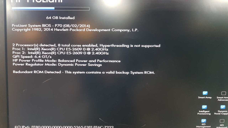 HP Proliant DL380p gen8 2x Xeon E5-2609 @ 2.40ghz / 64gb ram / P420i Ctrl #