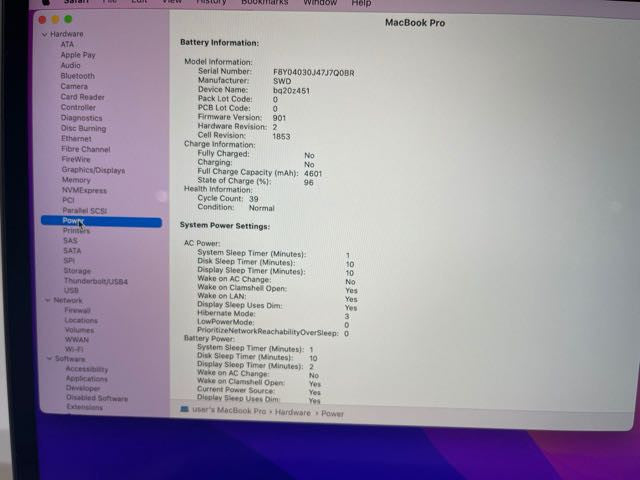 2020 MacBook Pro 13-inch i5-1038NG7 CPU 16GB RAM 500GB STORAGE READ DES.