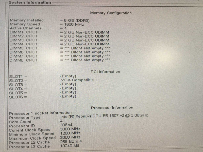 Dell precision T3610 Xeon E5-1607 V2 @ 3.00ghz / 8gb ram / Firepro W5000 #