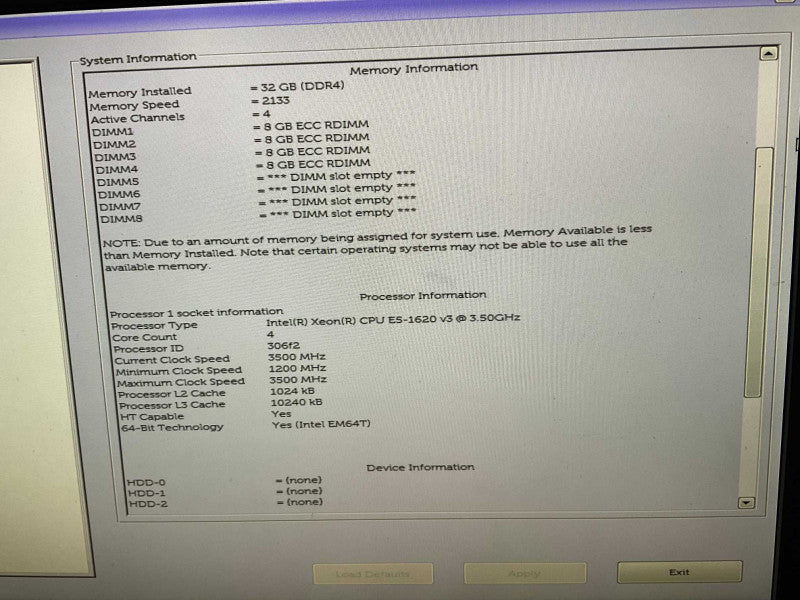 DELL Precision Tower 5810 with Intel Xeon E5-1620 v3 @ 3.5GHz 32GB RAM  -