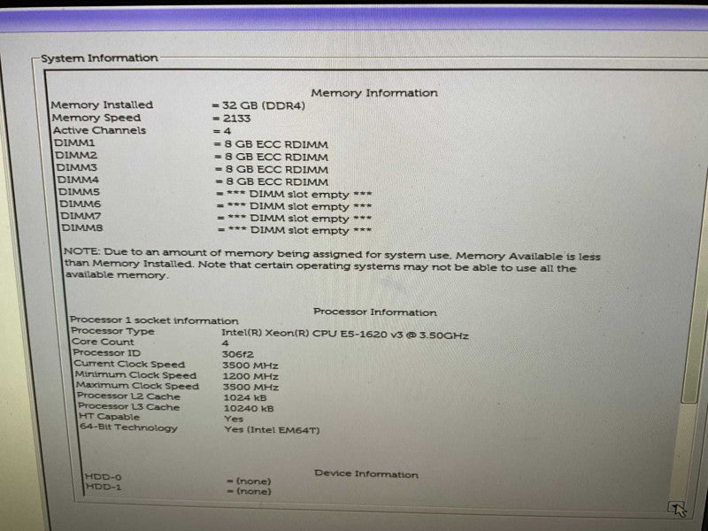DELL Precision Tower 5810 with Xeon E5-1620 v3 @3.5GHz 32GB RAM -