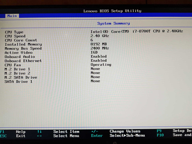 Lenovo ThinkStation P330 USFF - Intel i7-8700T 2.40 GHZ 8GB DDR4