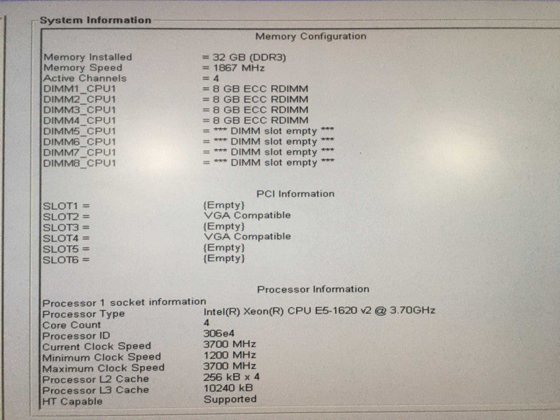 Dell precision T3610 Xeon E5-1620 v2 @ 3.70GFHz / 32 GB / 2x Quadro K620 #