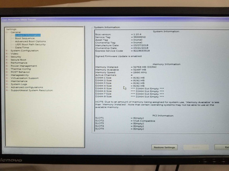 Dell Precision Tower T5820 Xeon W-2123 3.6GHz 32GB DDR4 2TB HDD, Quadro P600 _