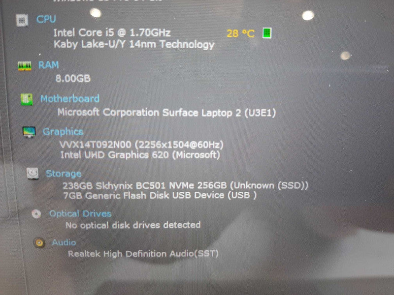 Microsoft Surface Laptop with i5-8350U CPU 8GB RAM 256GB $