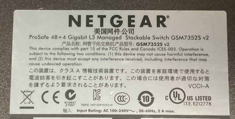 Netgear ProSafe GSM7352S Gigabit 48 port network switch  Q-