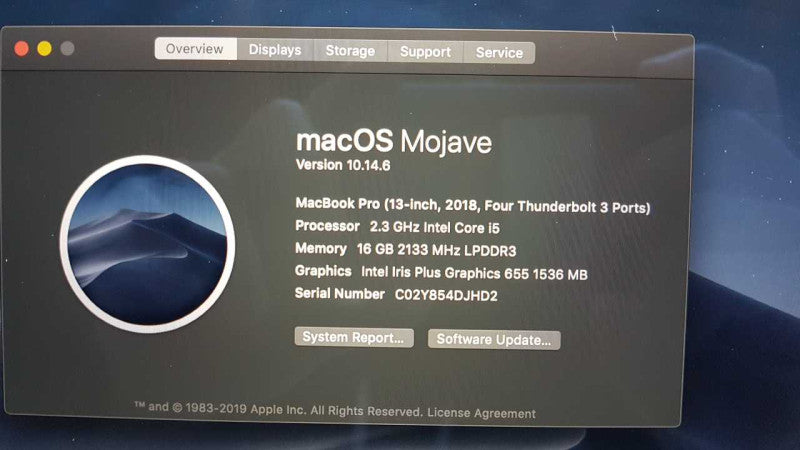 Apple MacBook pro 2018 i5-8259U @ 2.3ghz / 16gb ram / Mojave / READ #