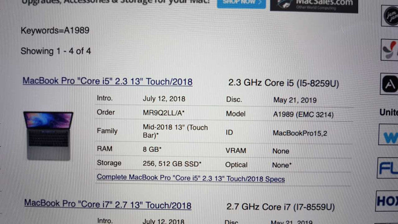 Apple MacBook pro 2018 i5-8259U @ 2.3ghz / 16gb ram / Mojave / READ #