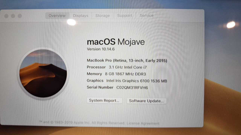 Apple Macbook Pro 2015 i7-5557U @ 3.10ghz / 8gb ram / READ #